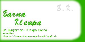 barna klempa business card